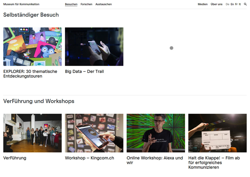 Museum für Kommunikation Websitebild
