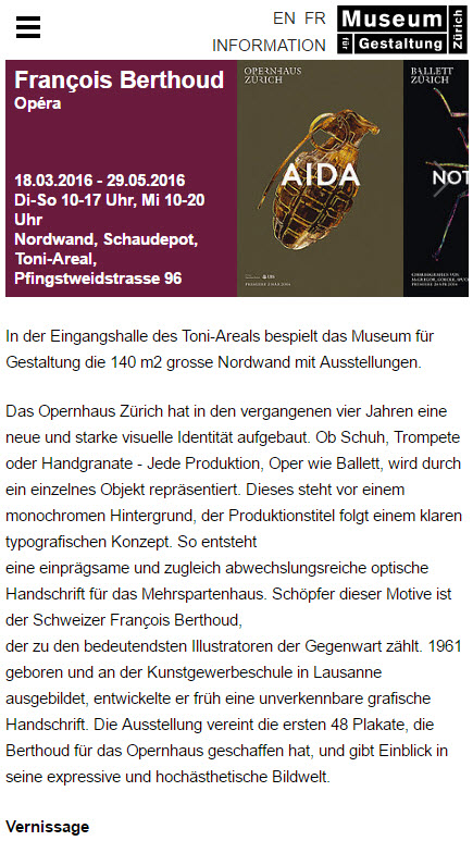 Museum für Gestaltung Websitebild